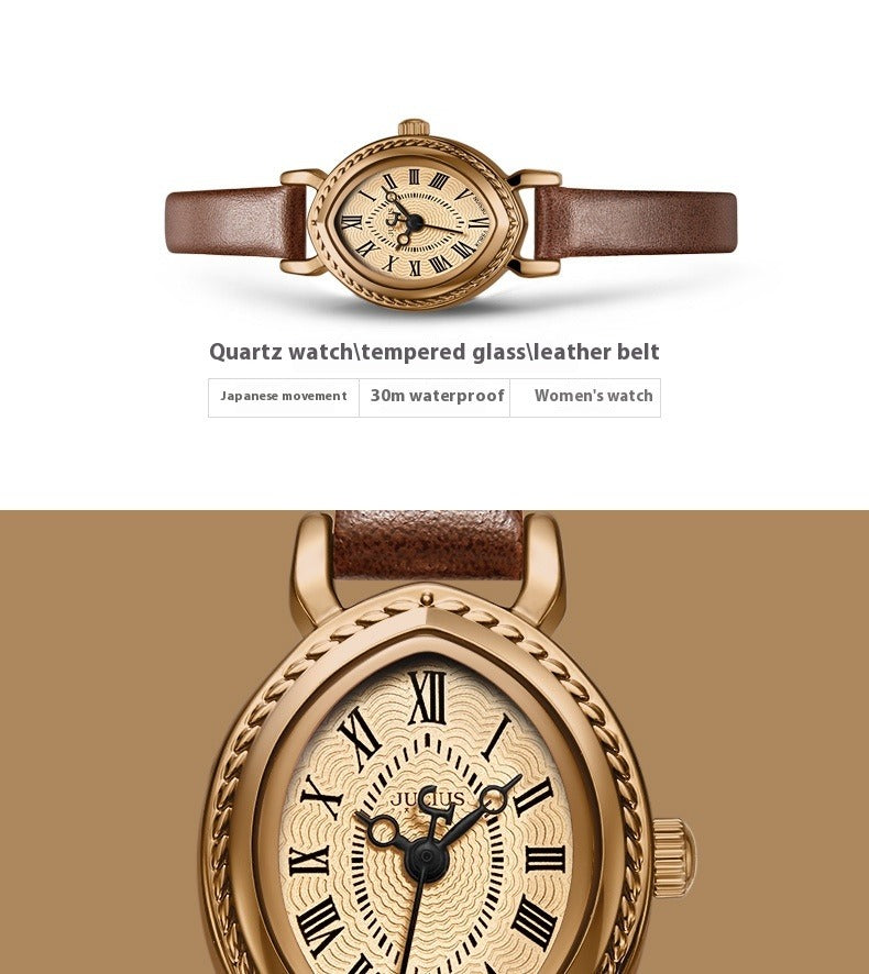 Oval Belt Quartz Movement Waterproof Compact Fashion Watch